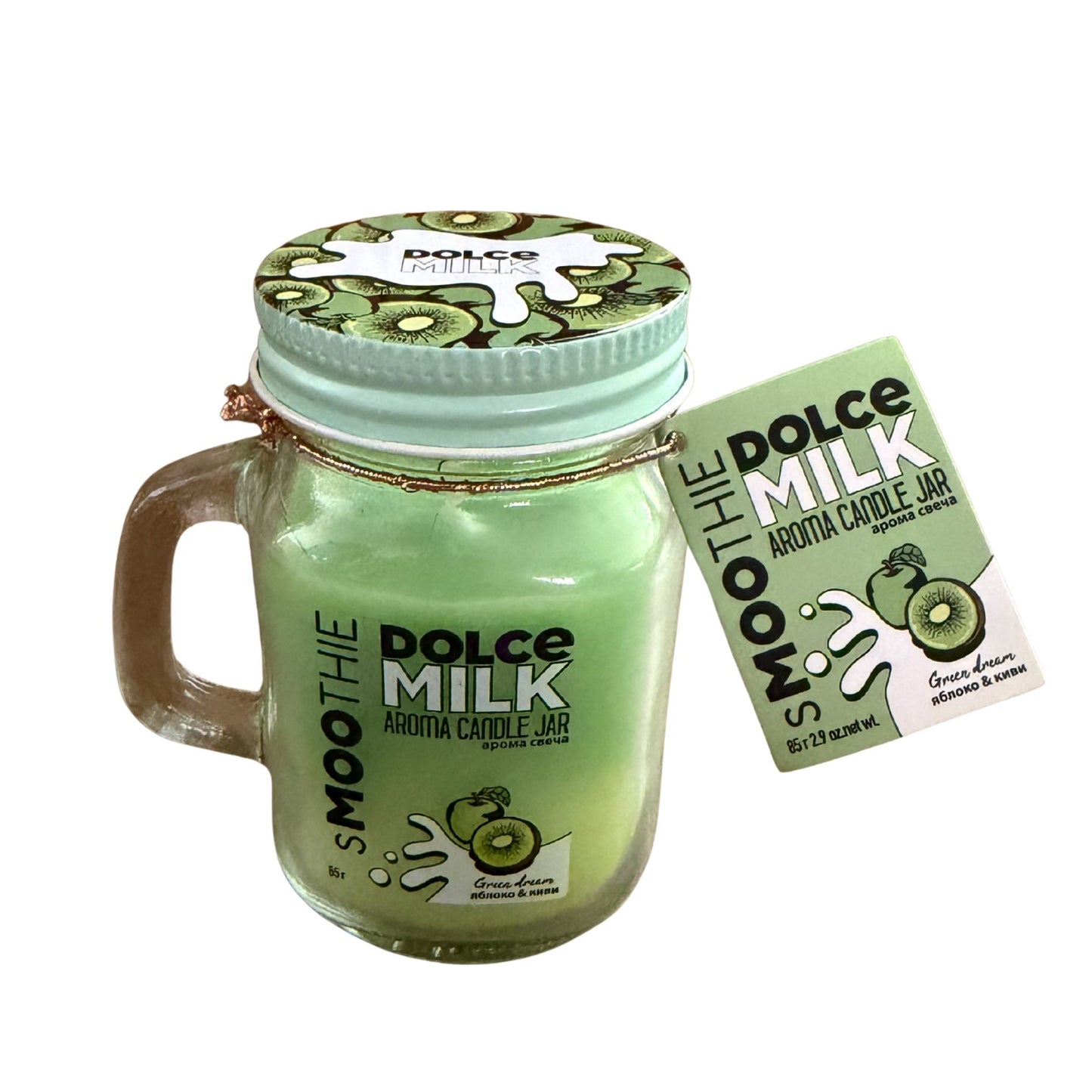 Vela aromática Smoothie verde en frasco para crear ambiente relajante en el hogar