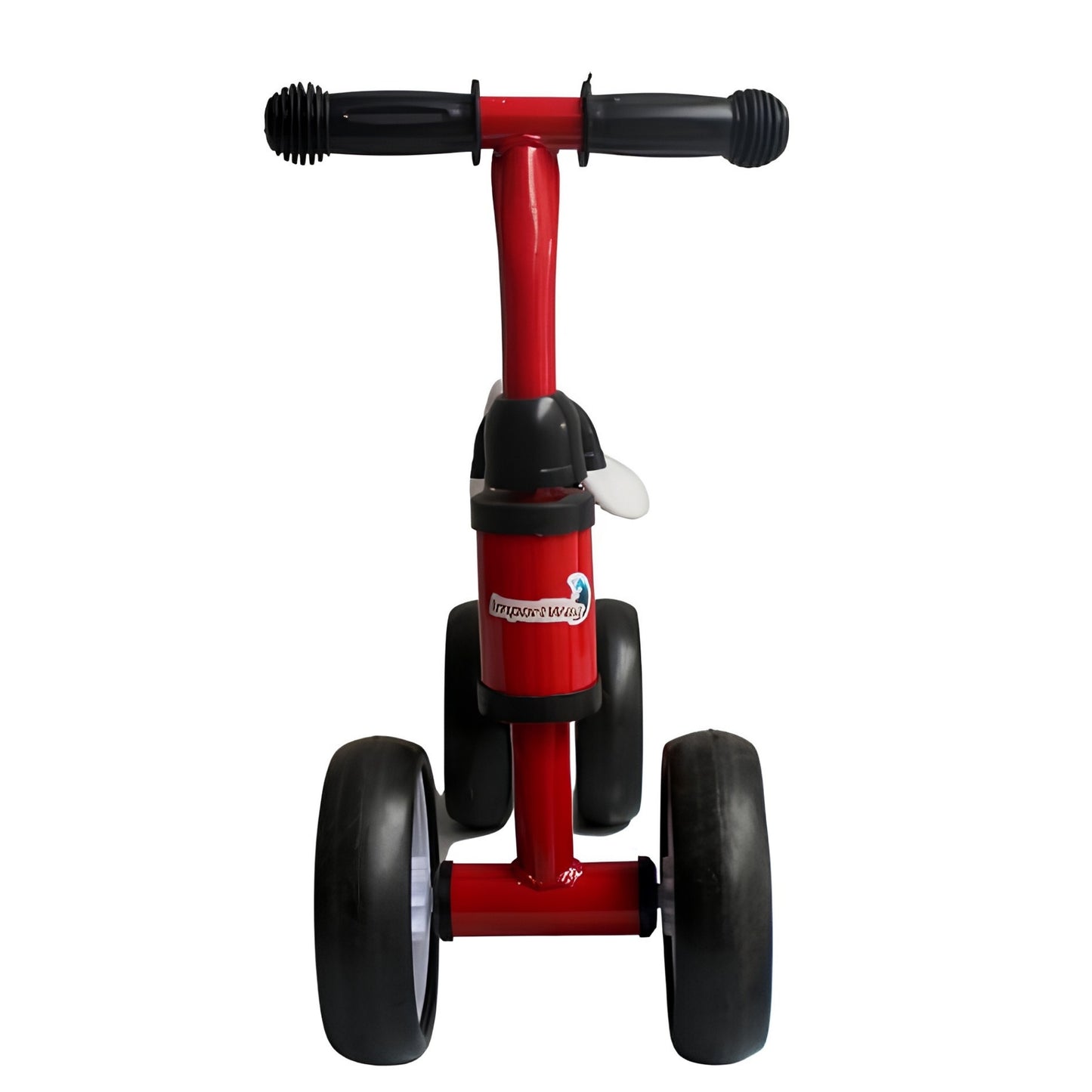 Triciclo infantil rojo sin pedales para juego recreativo y aprendizaje