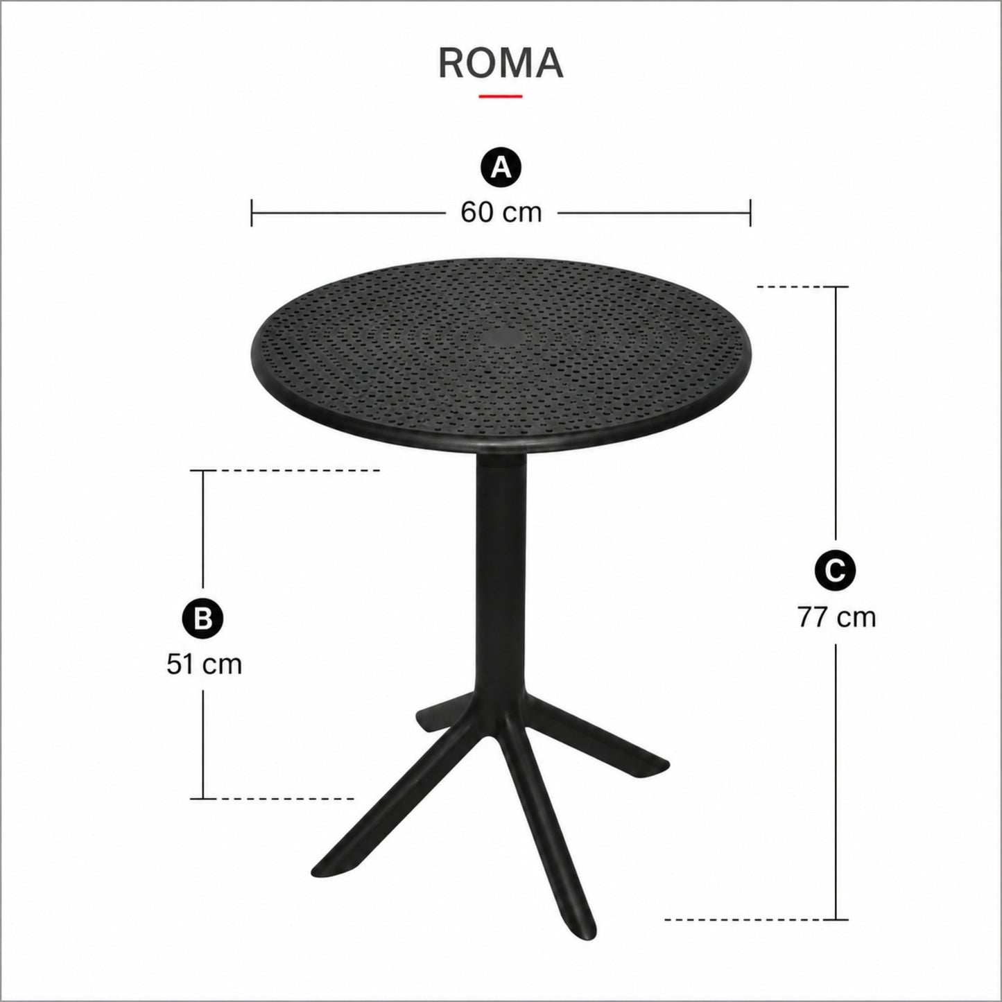 Mesa Roma Circular En Polipropileno