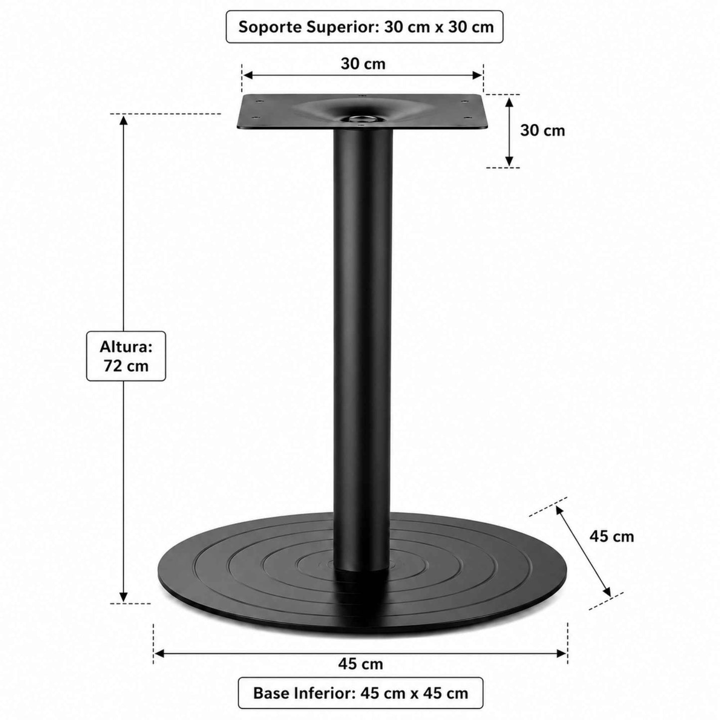 Estructura Metálica Para Mesa Con Base Circular Plana