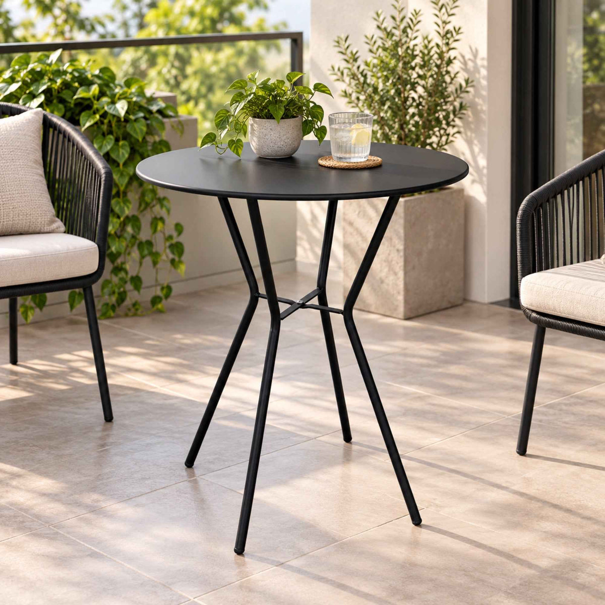 Mesa Metálica Nodo De 60 Cm Color Negro
