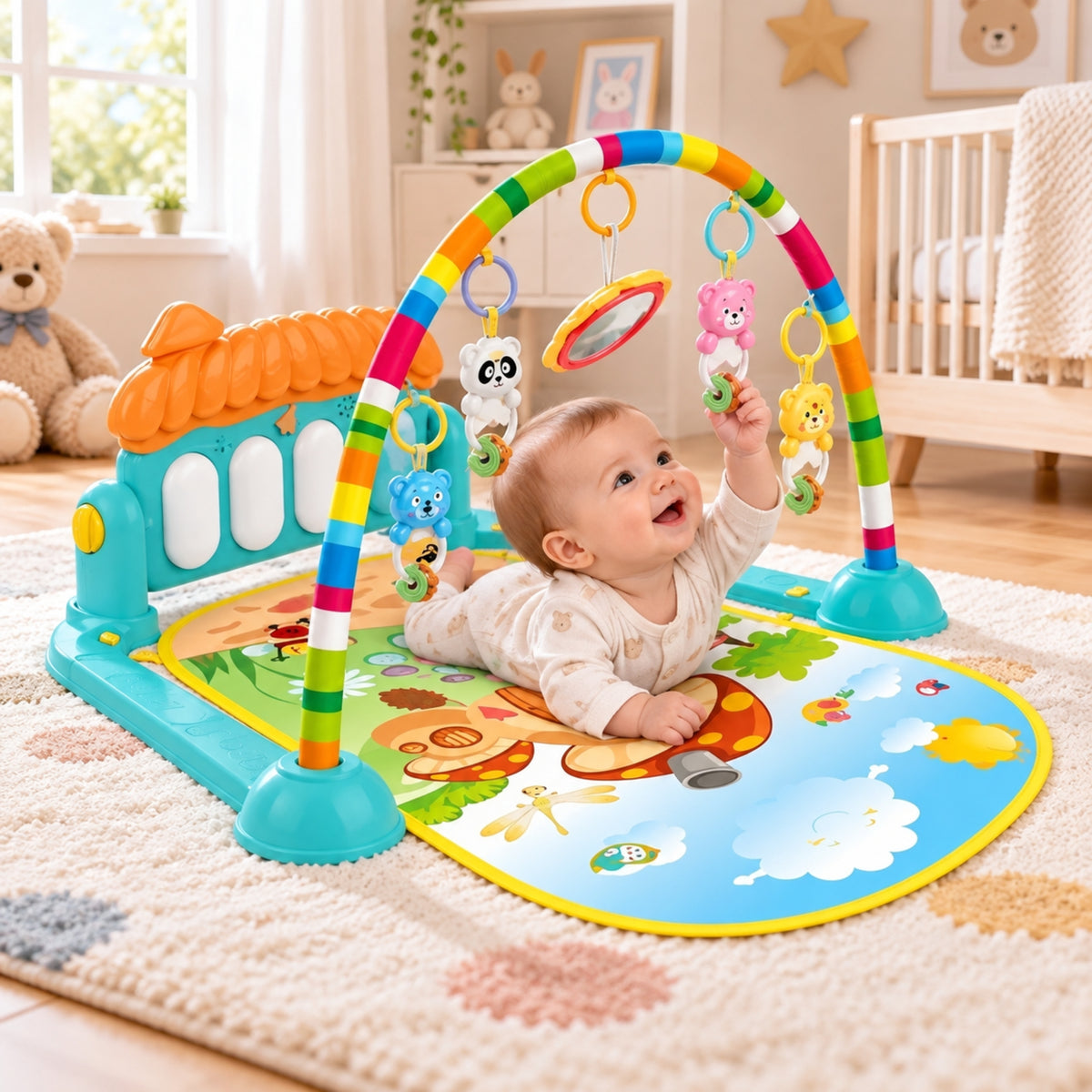 Gimnasio Piano Para Bebés Con Diseño De Casita