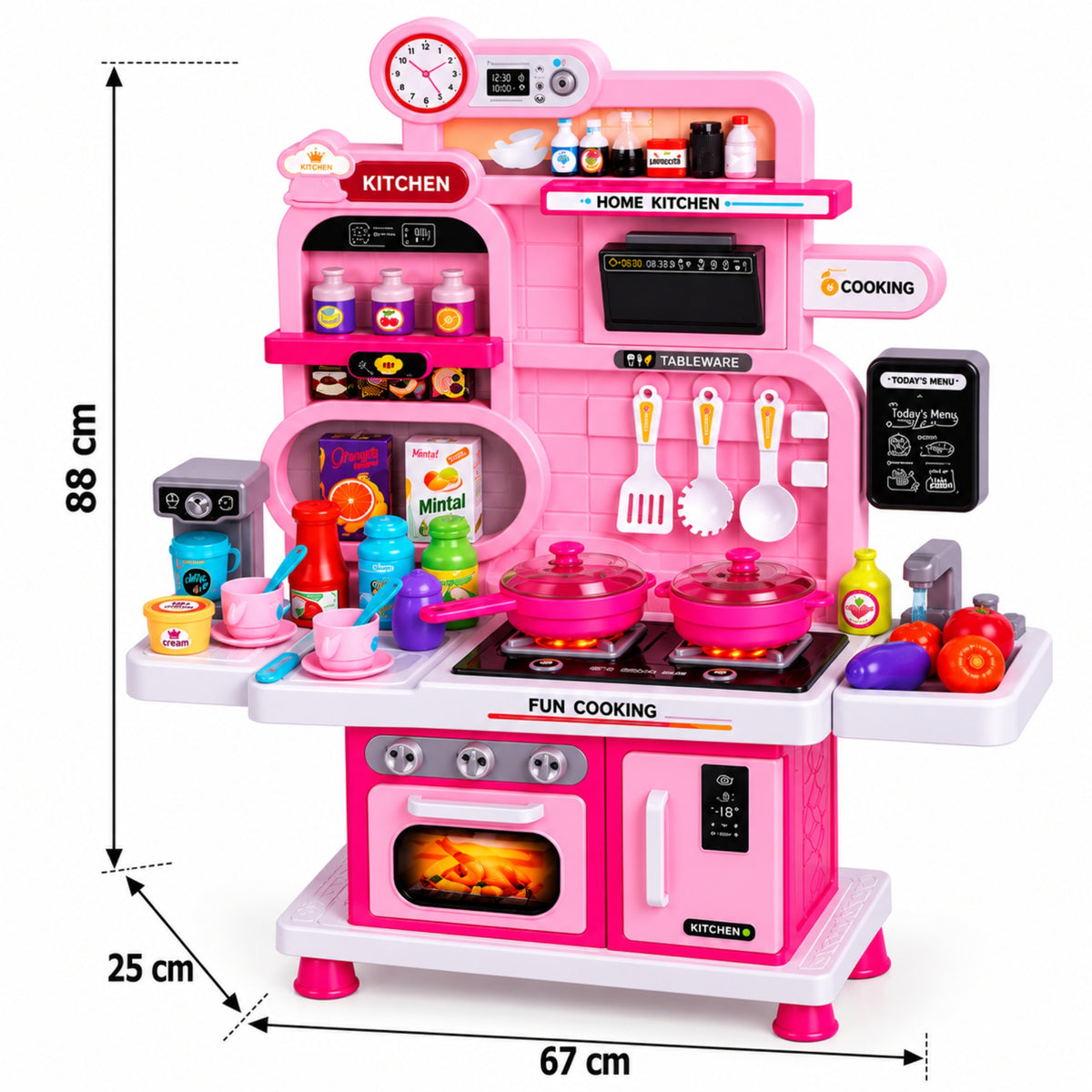 Cocinita Infantil Mini Chef Rosa 56 Piezas Con Agua, Luz Y Sonido