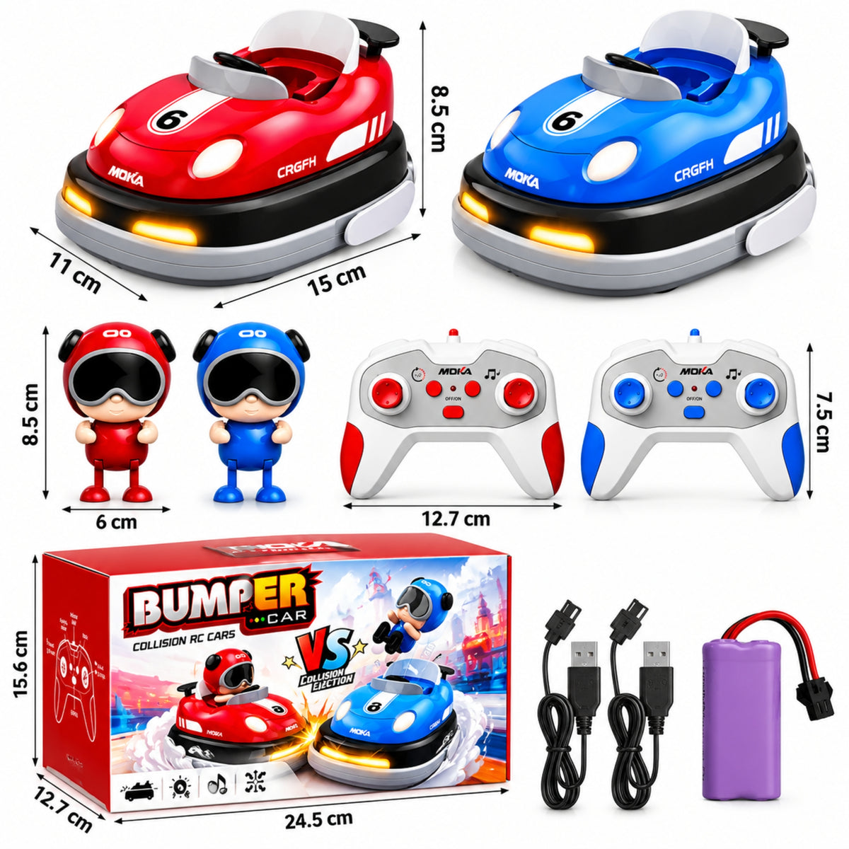 Set De 2 Carros Chocones Bumper Cars A Control Remoto Con Expulsión De Piloto