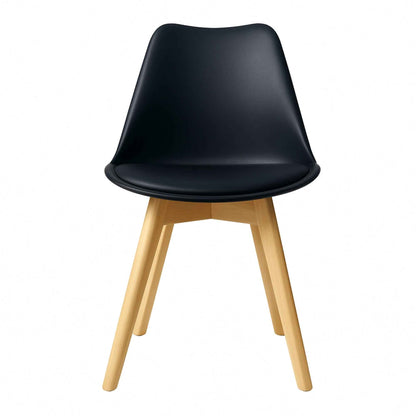 Silla Emma de diseño premium color negro con patas de madera para comedor