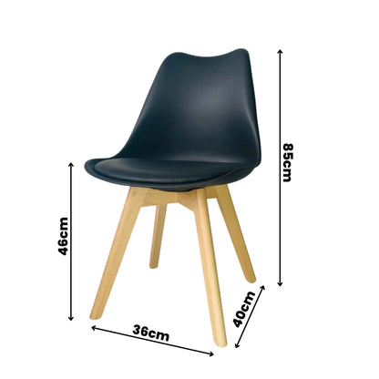 Silla Emma negra con patas de madera para espacios modernos