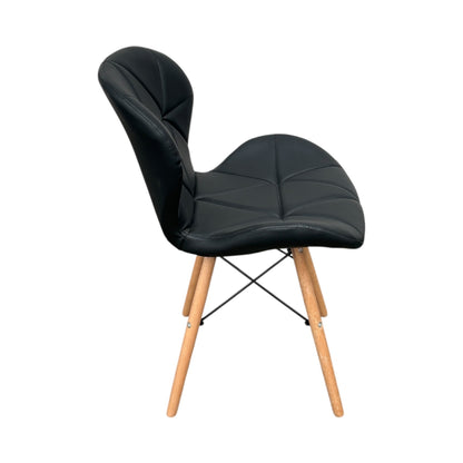 Silla de diseño Mariposa negra con espaldar curvo y patas de madera