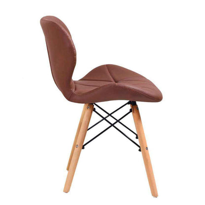 Silla Mariposa café vista lateral con diseño curvo y patas de madera