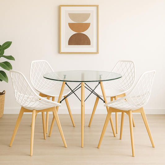 Combo Comedor de Mesa Eames Circular De Vidrio  - Con silla Turia