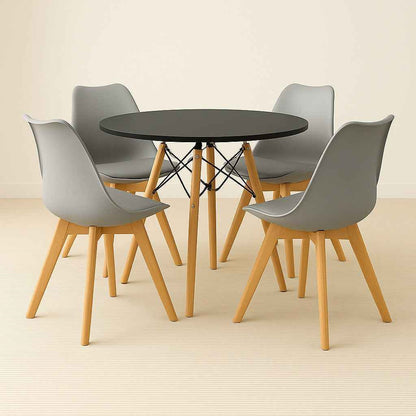 Comedor moderno de 4 puestos con sillas Emma para espacios pequeños