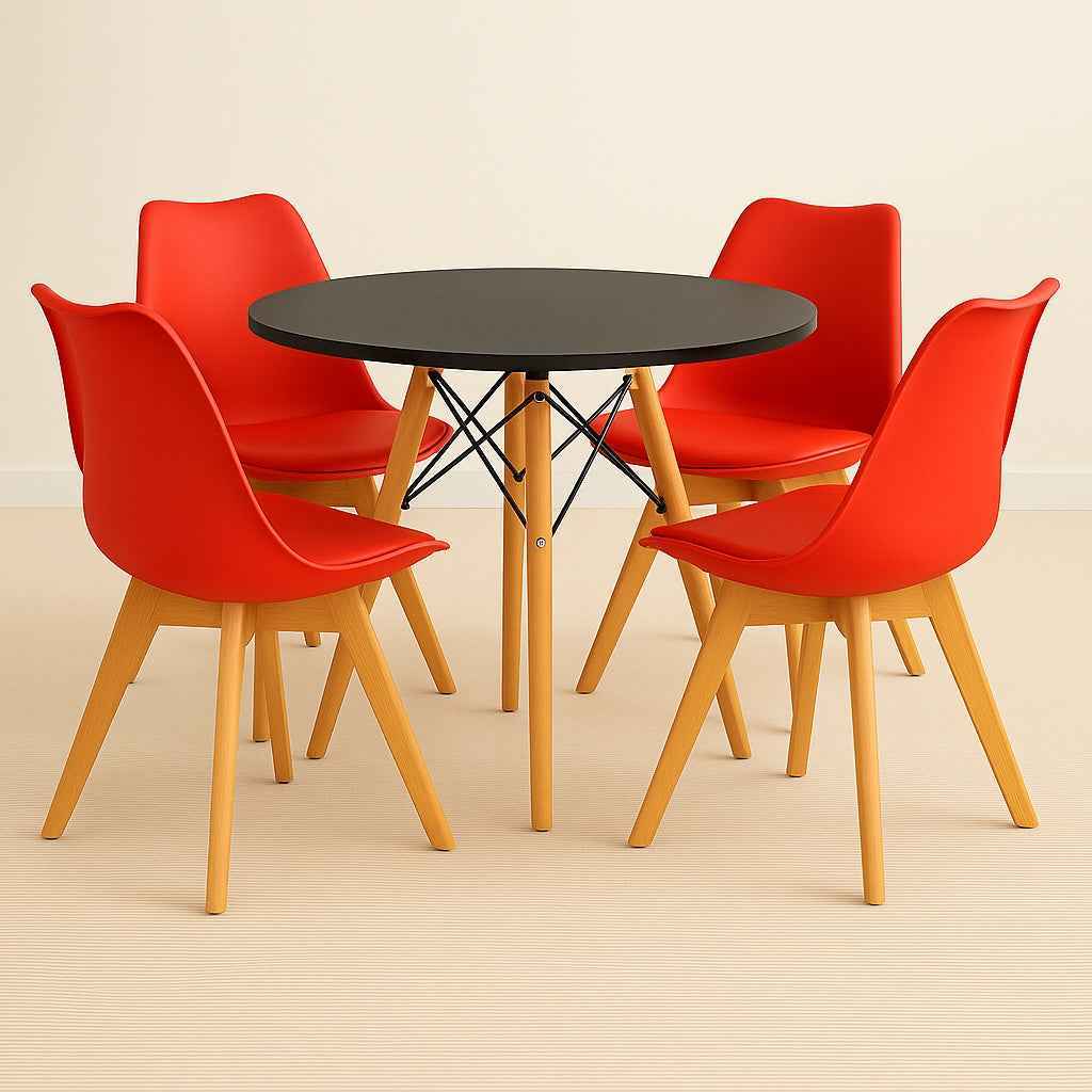Comedor Moderno 4 Puestos Tipo Eames + Silla Emma Premium