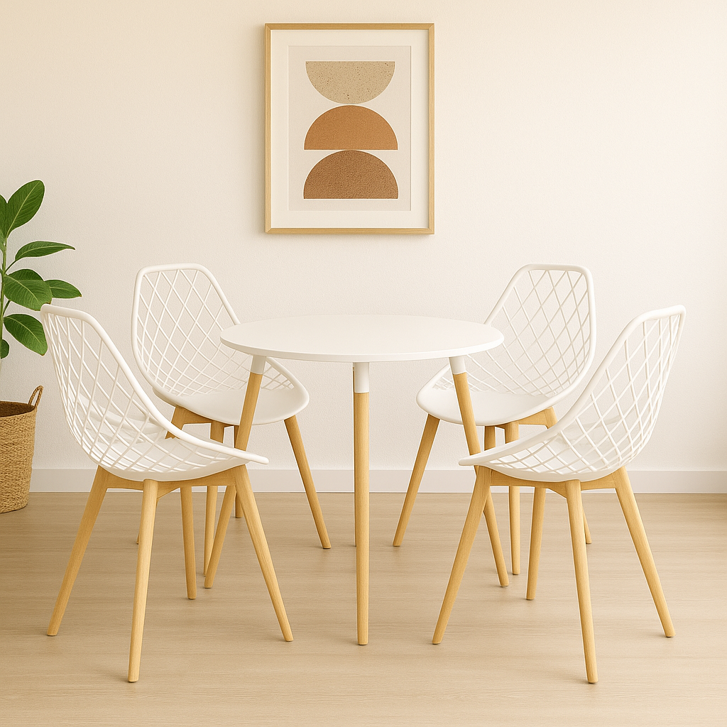 Comedor moderno con sillas Turia para espacios pequeños y sala comedor