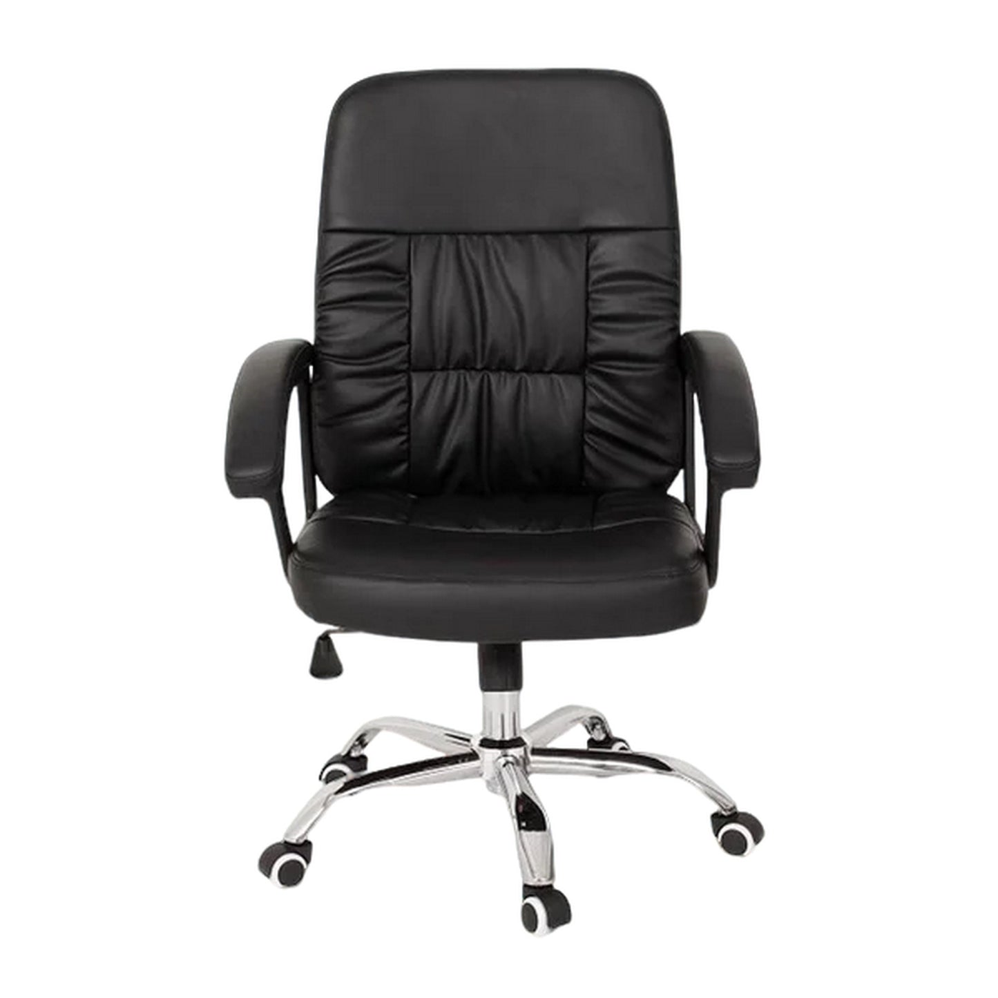 Silla de escritorio en cuero PU negra para oficina, computador y home office