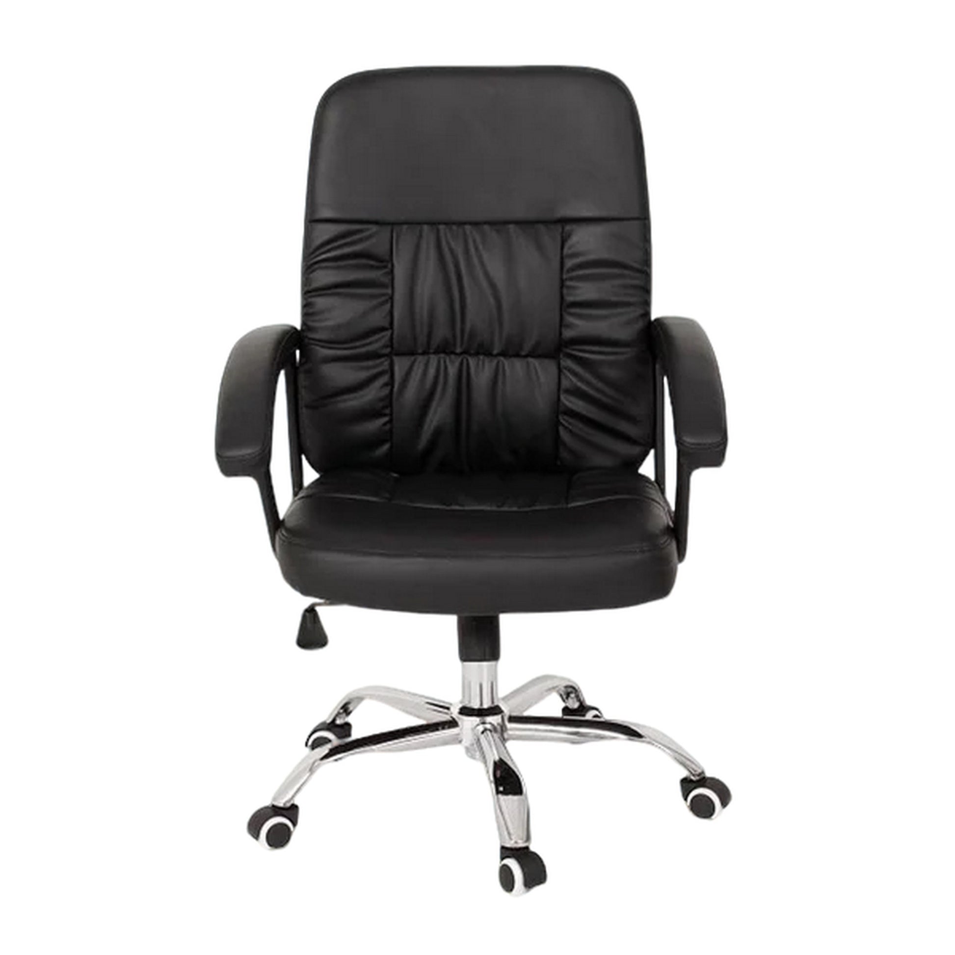 Silla de escritorio en cuero PU negra para oficina, computador y home office