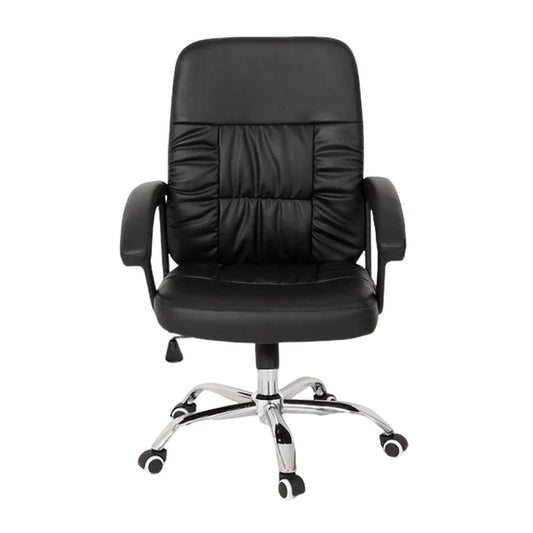 Silla de escritorio en cuero PU negra para oficina, computador y home office