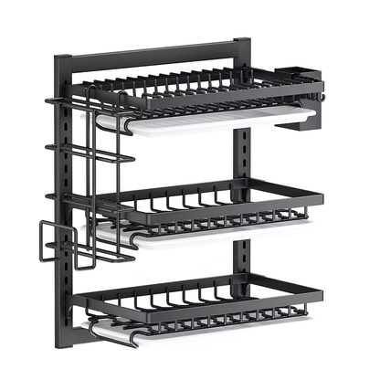 Platero escurridor de platos de pared para organizar loza, vasos y cubiertos