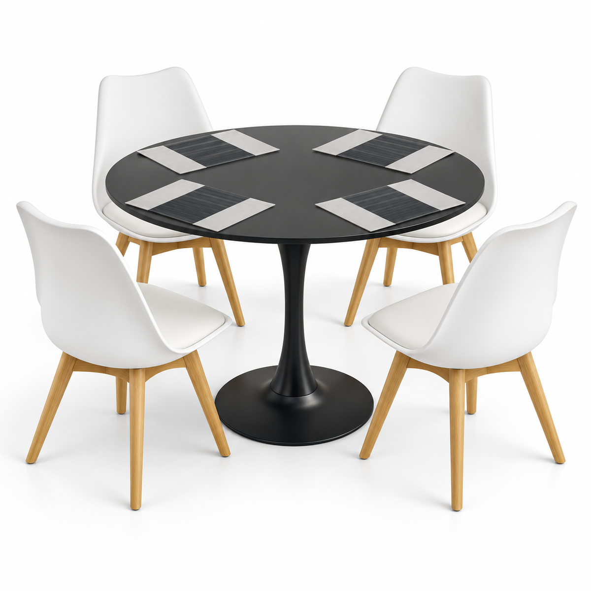 Comedor Sonic Negro de 4 Puestos con Sillas Emma Estándar e Individuales Gratis