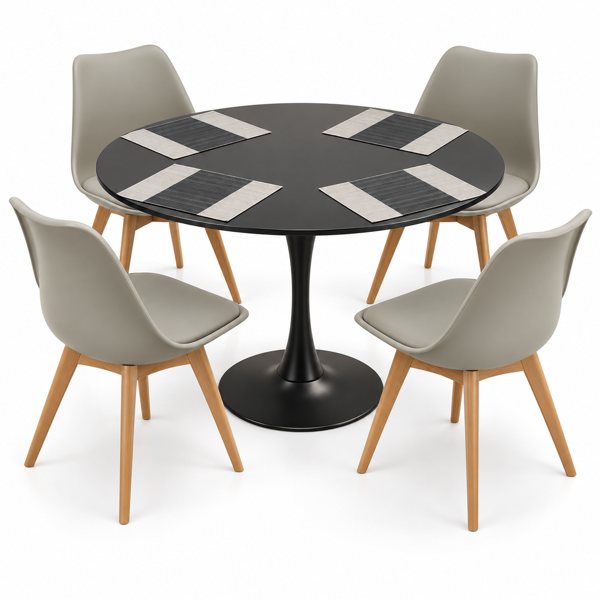 Comedor Sonic Negro de 4 Puestos con Sillas Emma Estándar e Individuales Gratis