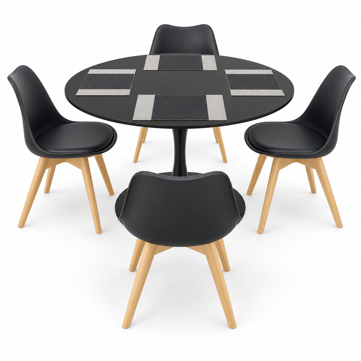 Comedor Sonic Negro de 4 Puestos con Sillas Emma Estándar e Individuales Gratis