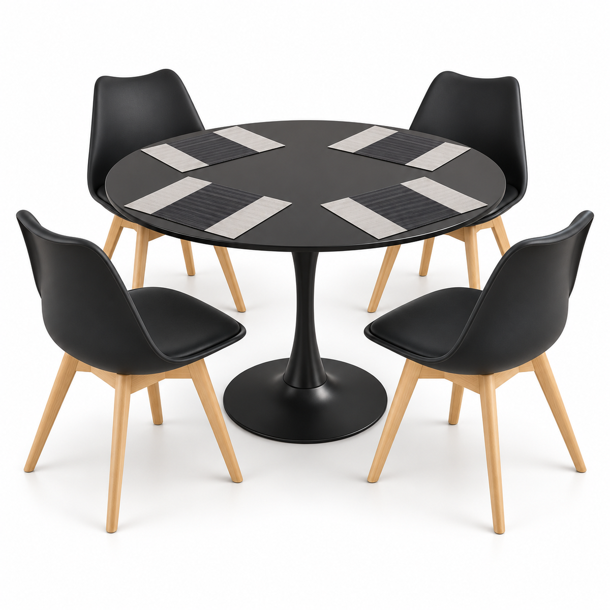 Comedor Sonic Negro de 4 Puestos con Sillas Emma Estándar e Individuales Gratis