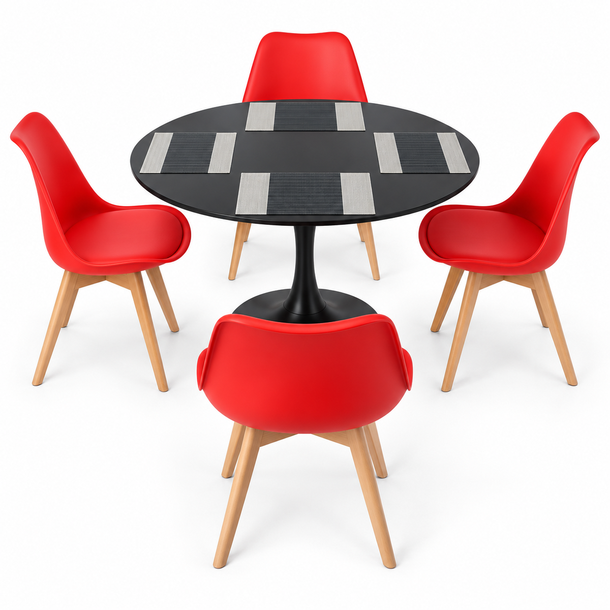 Comedor Sonic Negro de 4 Puestos con Sillas Emma Estándar e Individuales Gratis