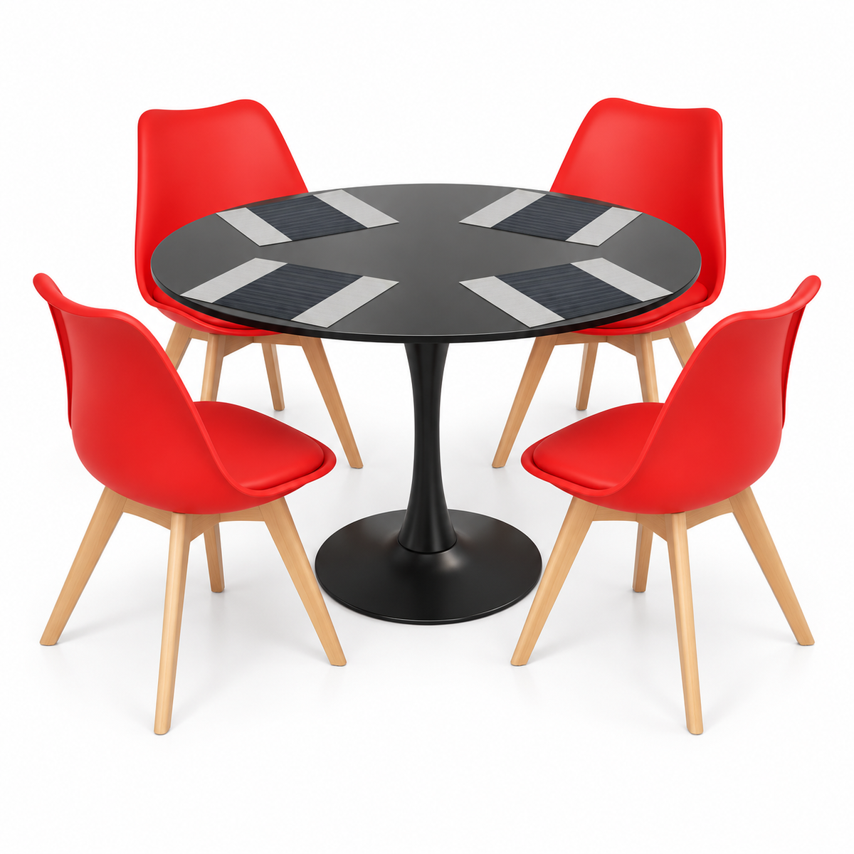 Comedor Sonic Negro de 4 Puestos con Sillas Emma Estándar e Individuales Gratis