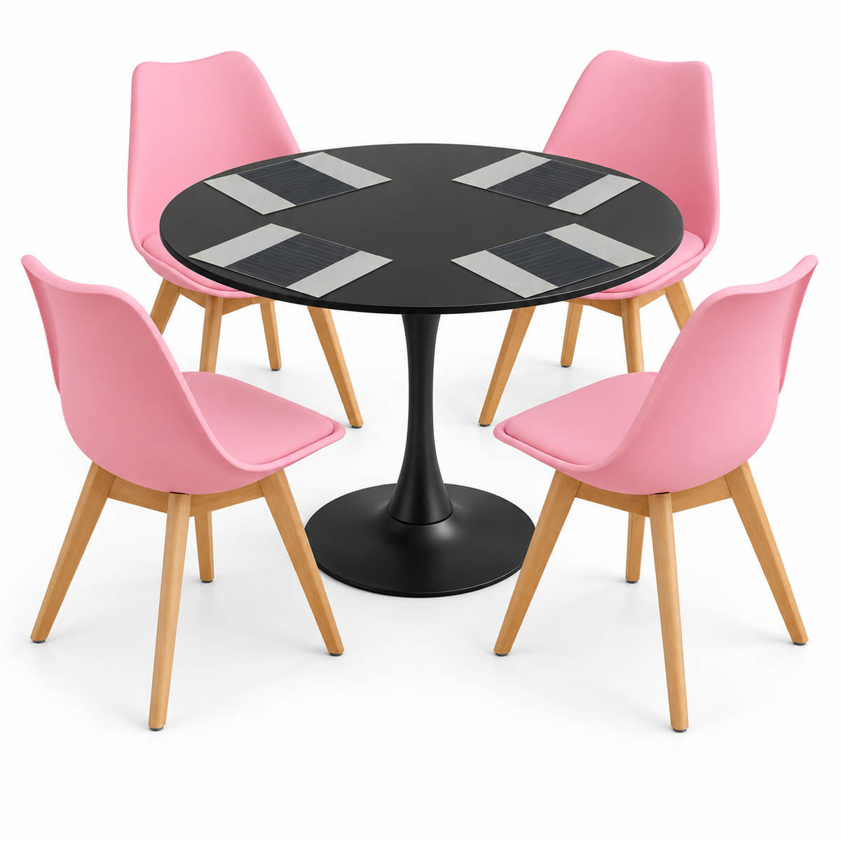 Comedor Sonic Negro de 4 Puestos con Sillas Emma Estándar e Individuales Gratis