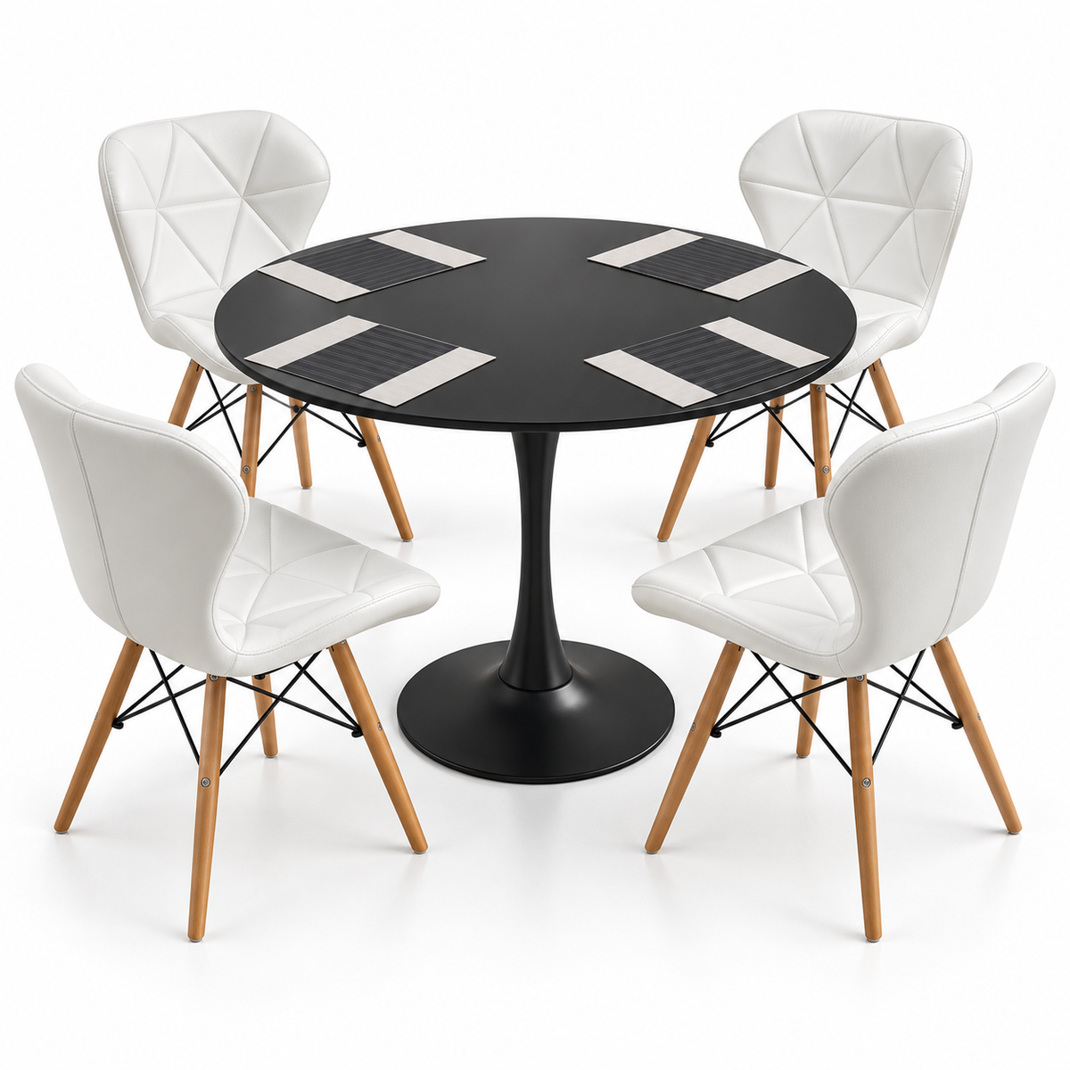 Comedor Sonic Negro de 4 Puestos con Sillas Mariposa Estándar e Individuales Gratis