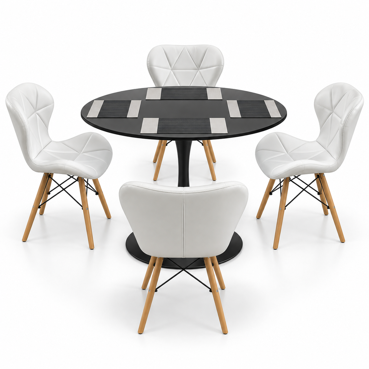 Comedor Sonic Negro de 4 Puestos con Sillas Mariposa Estándar e Individuales Gratis