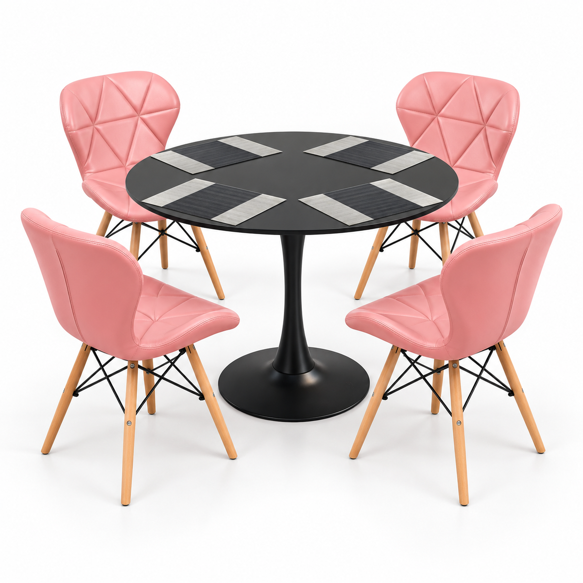 Comedor Sonic Negro de 4 Puestos con Sillas Mariposa Estándar e Individuales Gratis