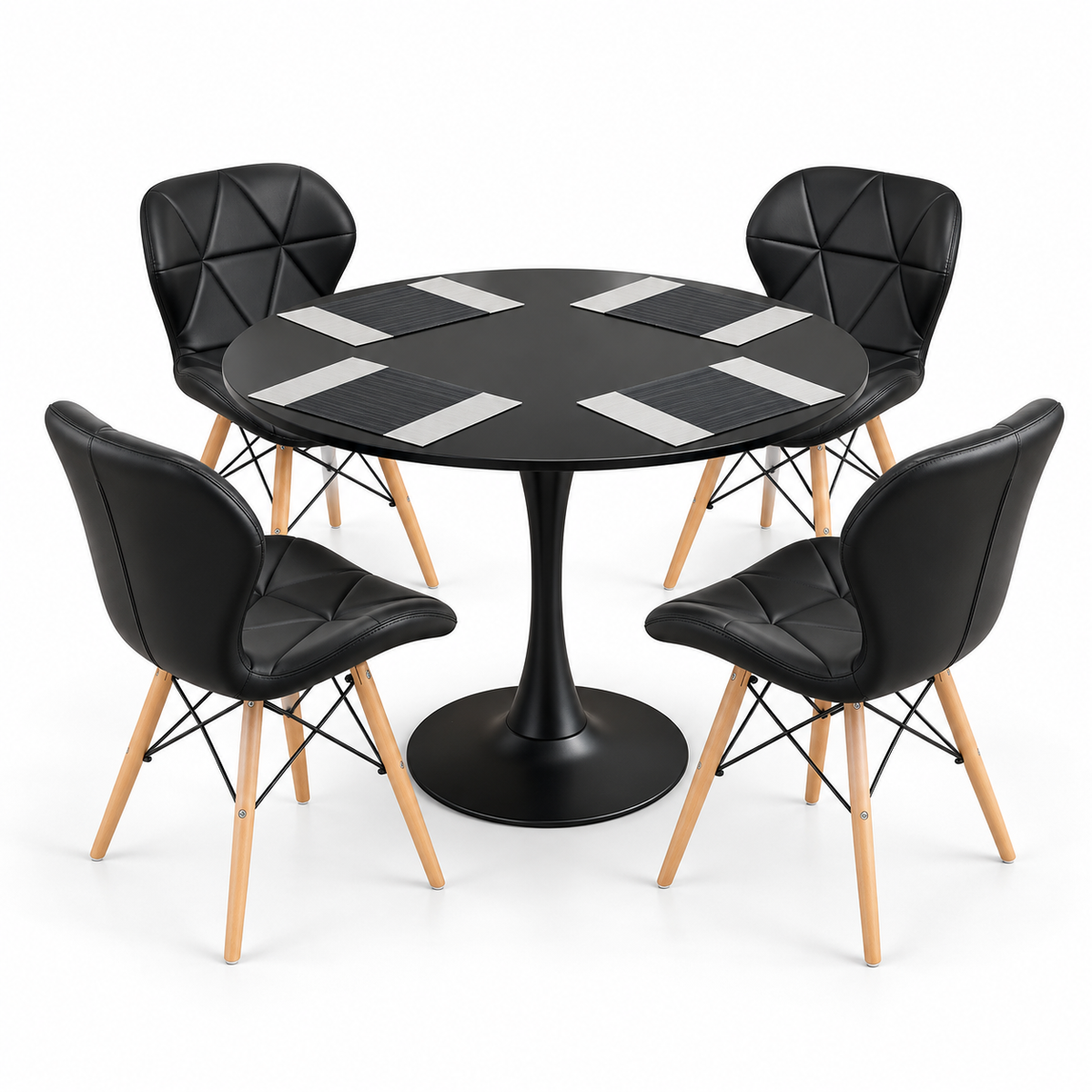 Comedor Sonic Negro de 4 Puestos con Sillas Mariposa Estándar e Individuales Gratis