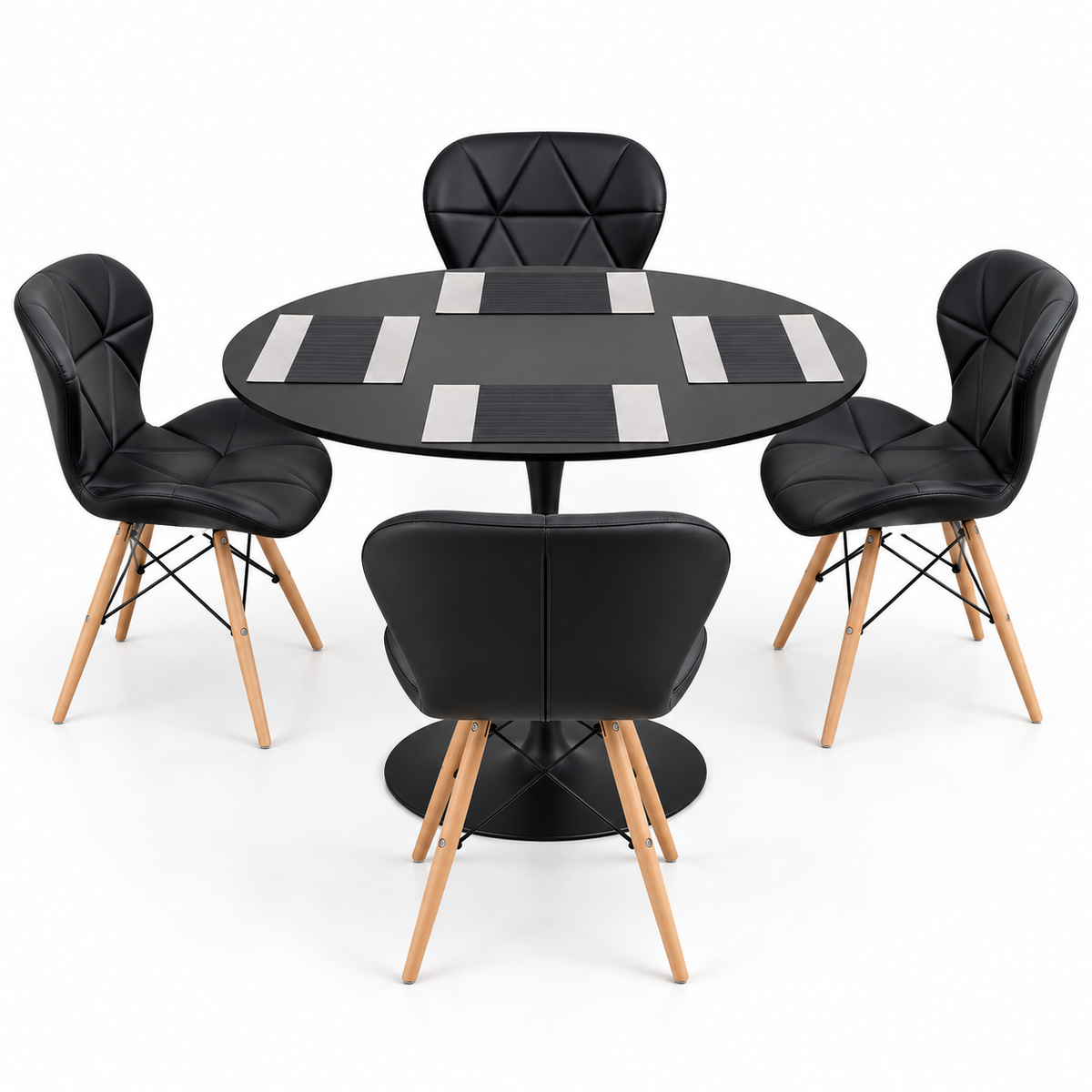 Comedor Sonic Negro de 4 Puestos con Sillas Mariposa Estándar e Individuales Gratis