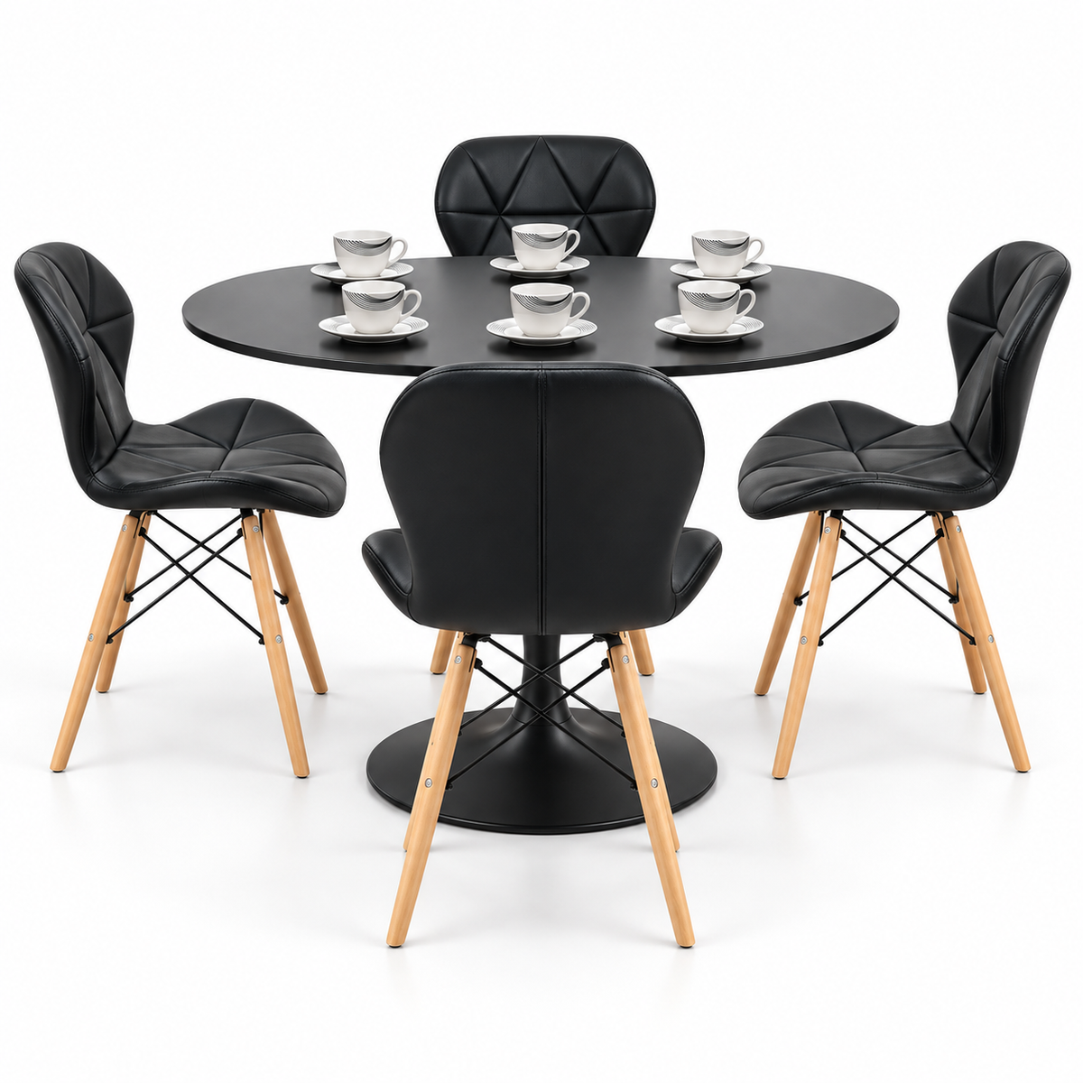Comedor Sonic Negro de 4 Puestos con Sillas Mariposa Estándar y Pocillos Gratis