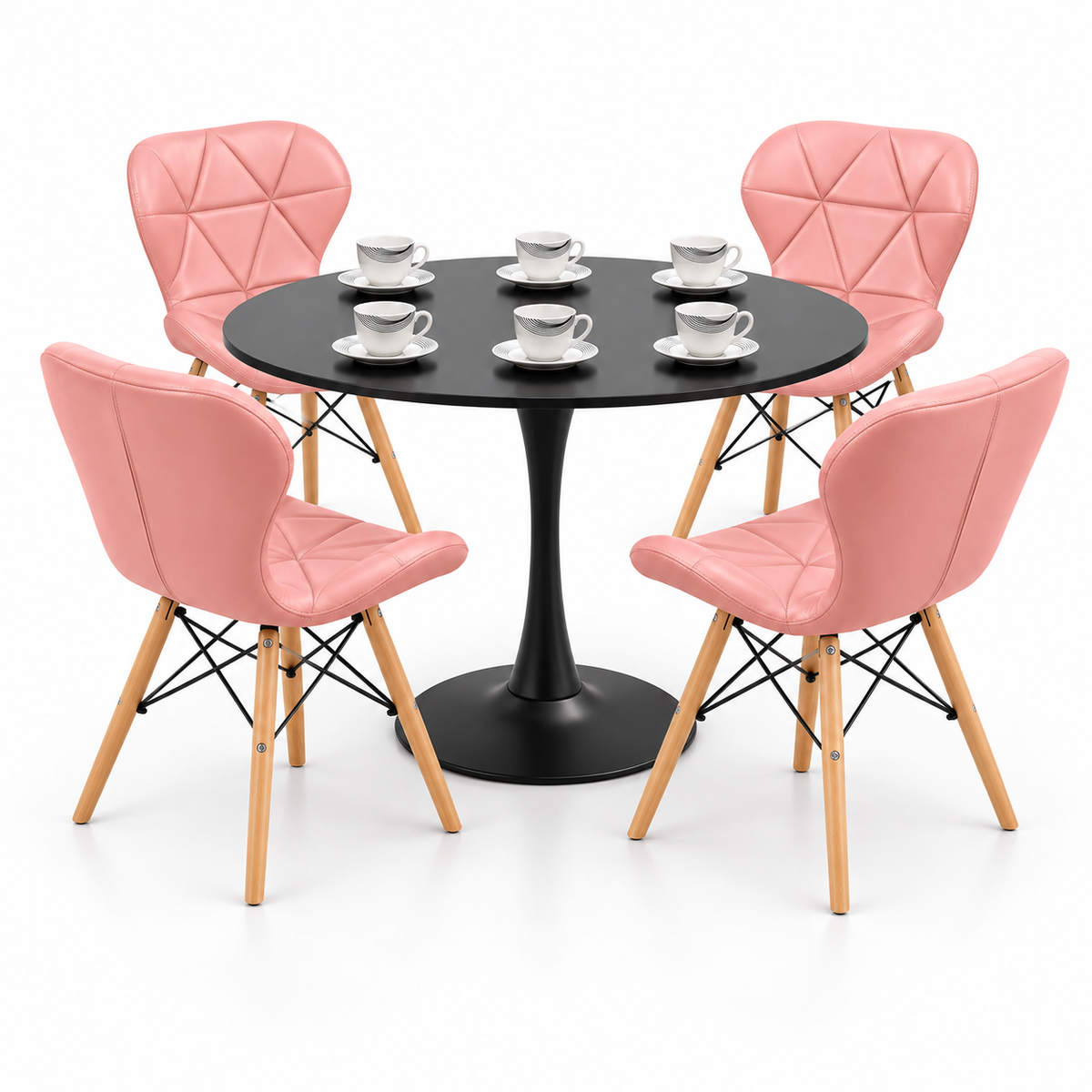 Comedor Sonic Negro de 4 Puestos con Sillas Mariposa Estándar y Pocillos Gratis
