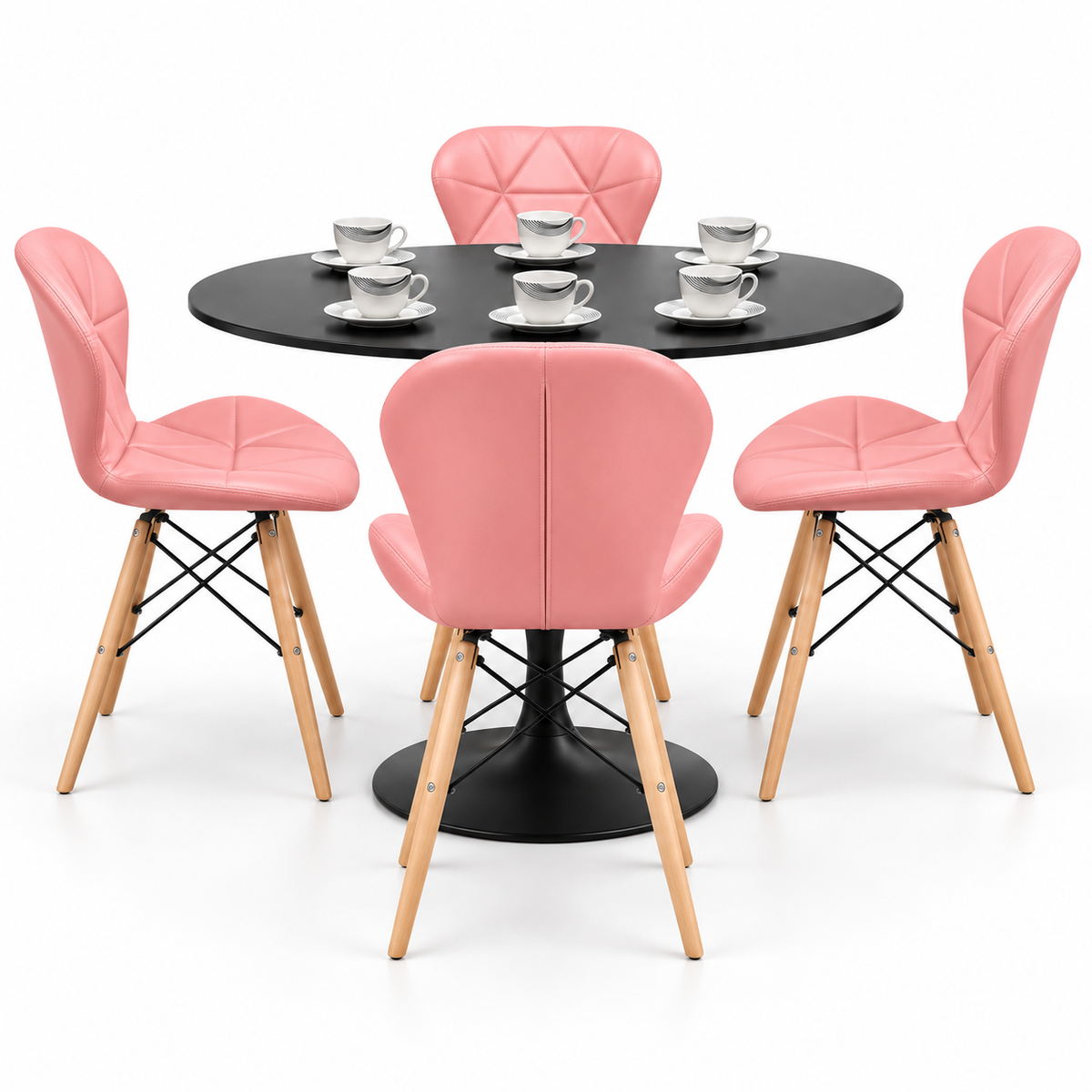 Comedor Sonic Negro de 4 Puestos con Sillas Mariposa Estándar y Pocillos Gratis