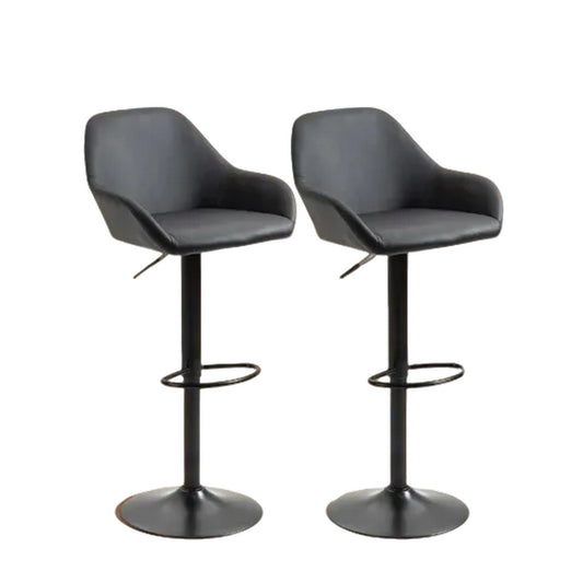 Silla Butaco Barra Tapizado En Cuero Tex Gris