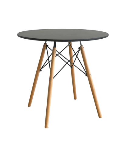 Mesa Eames redonda negra de 80 cm para cocina, cafetería o restaurante