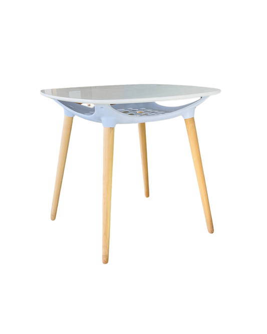 Mesa Eames Con Cesto Cuadrada 80 Cm Patas De Madera