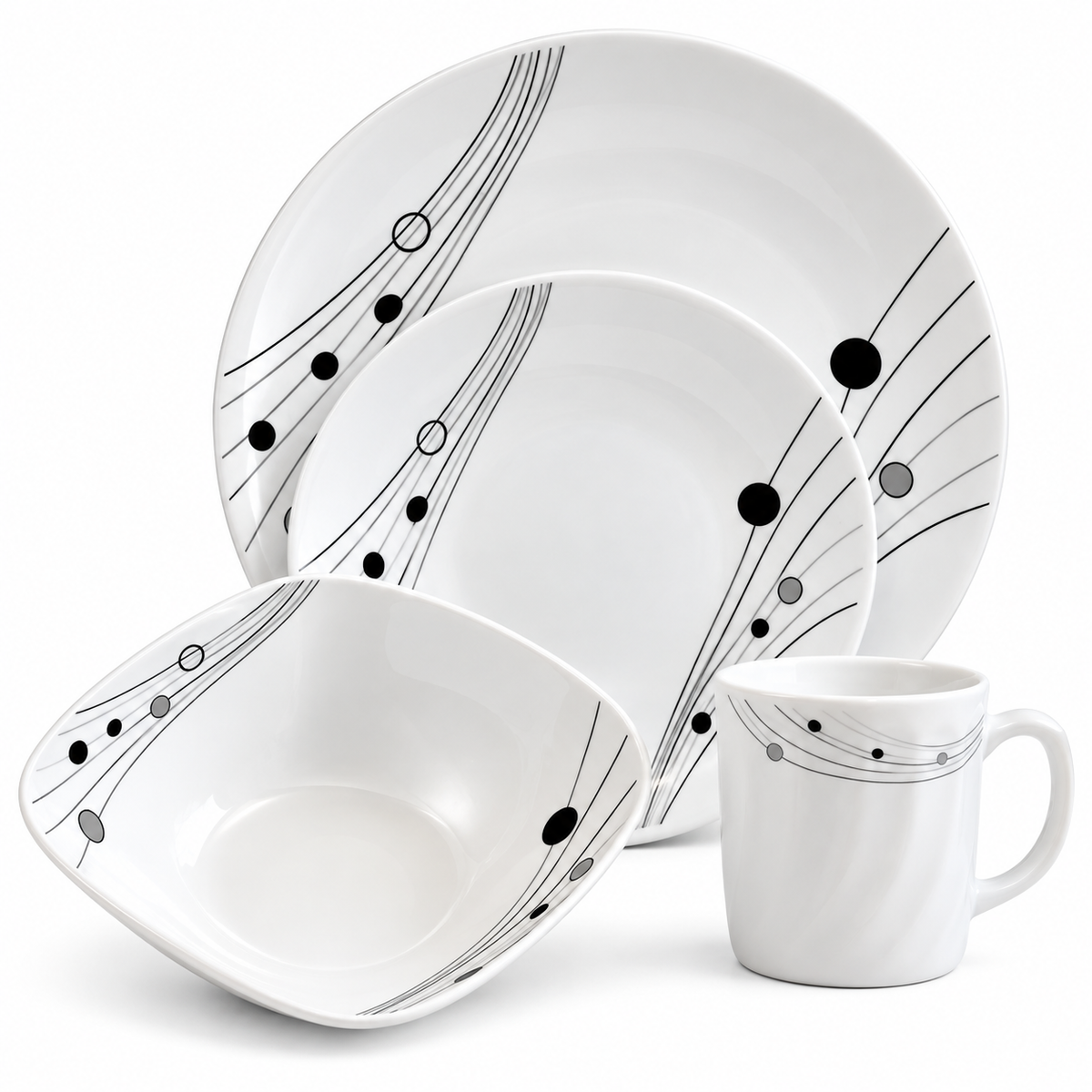 Comedor de 4 Puestos con Mesa Redonda Eames y 4 Sillas Eames + Set de Pocillos Gratis