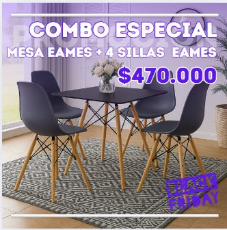 Comedor Minimalista mesa cuadrada Eames