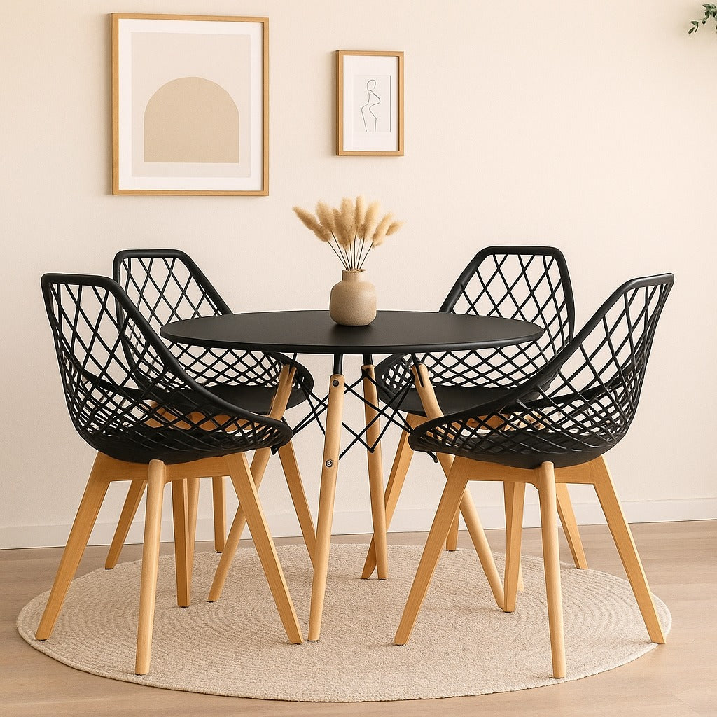 Juego de comedor circular con sillas Turia para espacios modernos del hogar