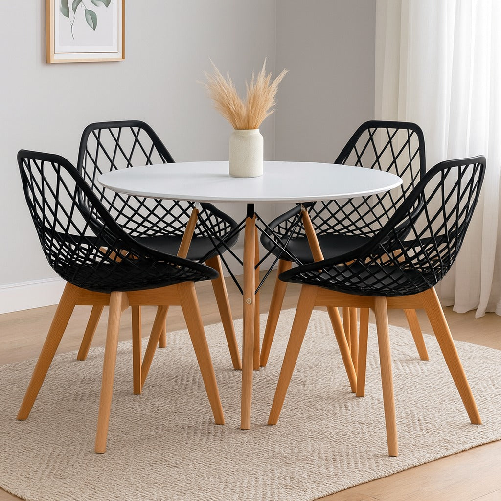 Comedor moderno circular con silla Turia para sala comedor elegante