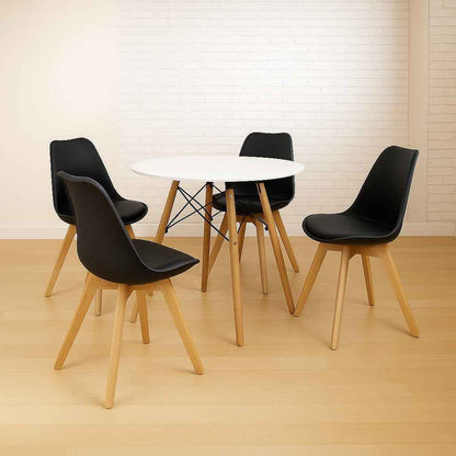 Comedor moderno de 4 puestos tipo Eames con sillas Emma Premium