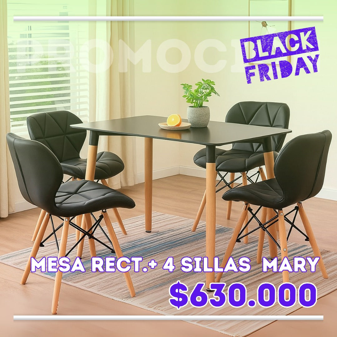 Comedor mesa rectangular y sillas Mariposa
