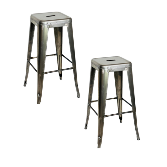 TABURETE METÁLICO TOLIX SIN PINTURA, SET x2