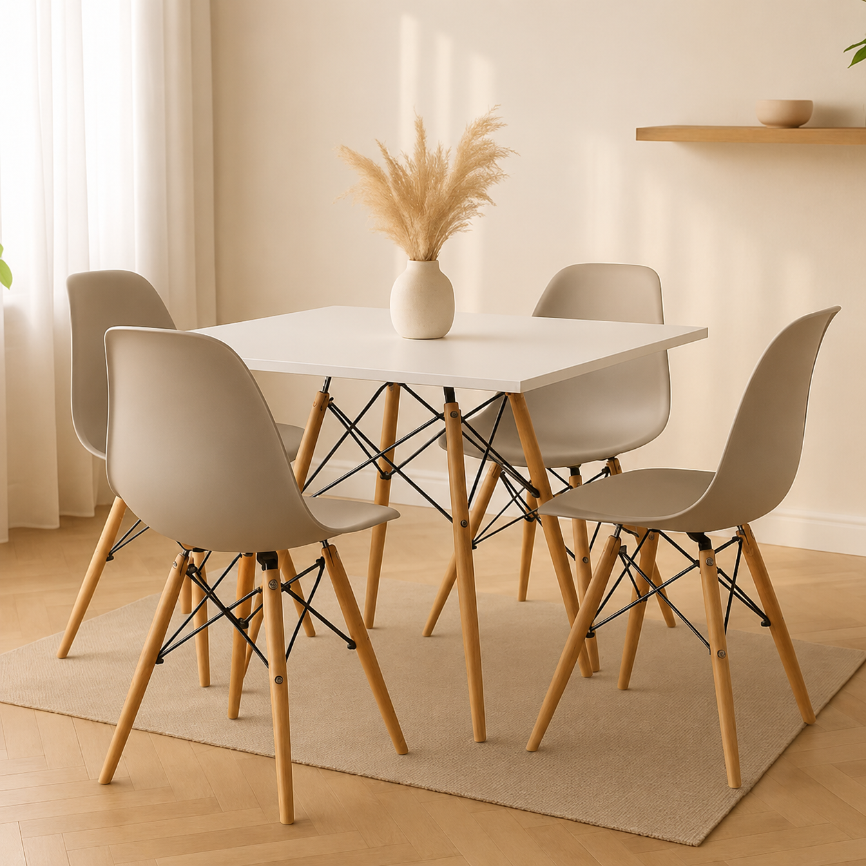 Comedor Minimalista mesa cuadrada Eames Premium