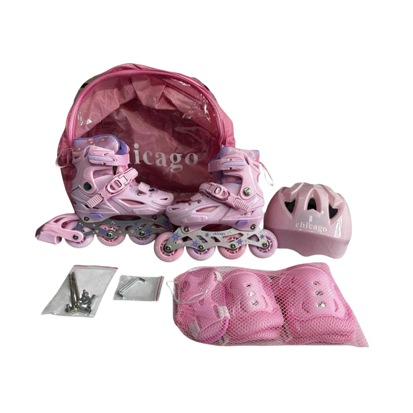 Patines Chicago Rosados Con Luces Y Freno