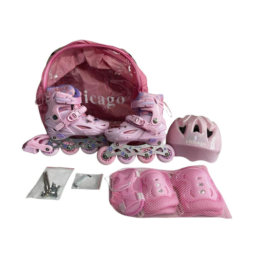 Patines Chicago Rosados Con Luces Y Freno