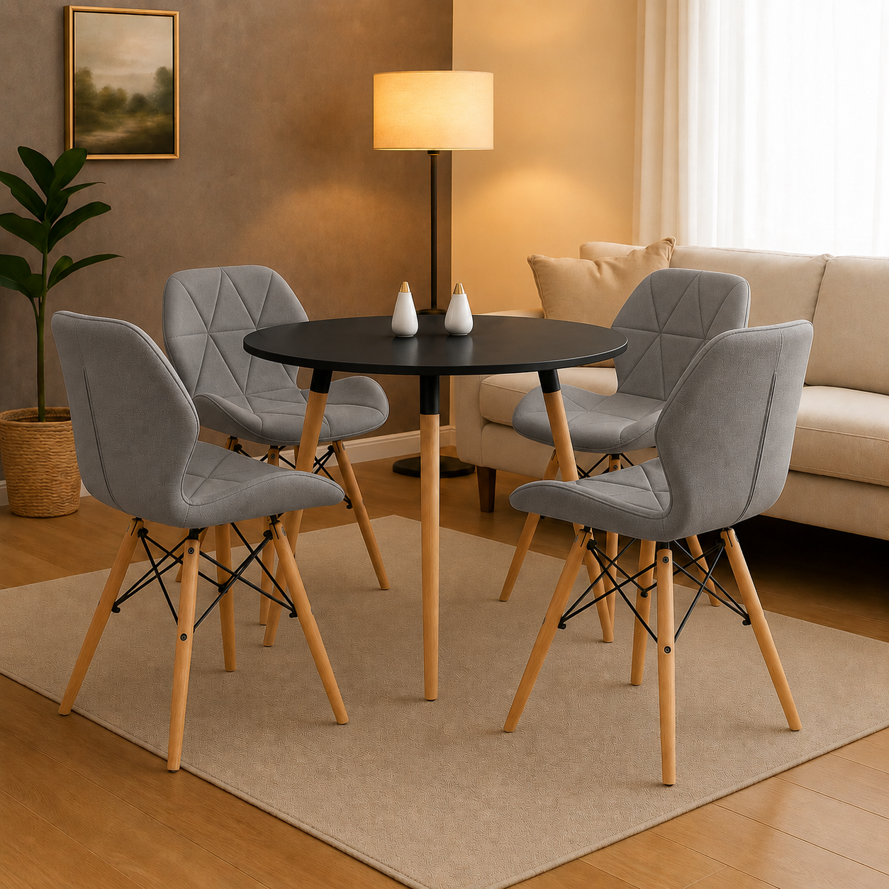 Juego de comedor redondo con sillas Mariposa para apartamento