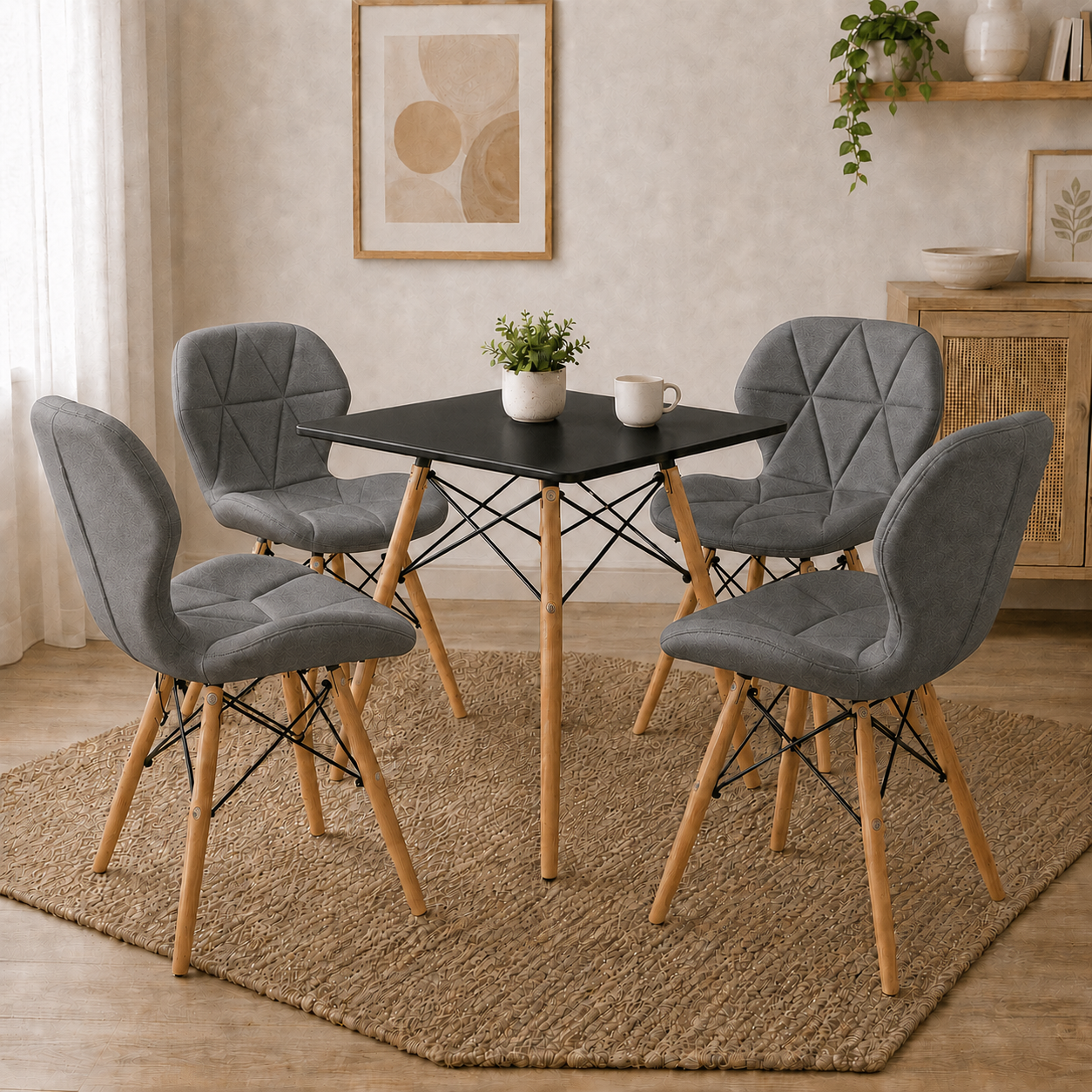 Comedor Mesa Cuadrada con Sillas Mariposa Premium